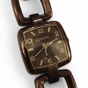 Fossil ES-1895 Women's Brown Square Watch Bracelet Stainless Steel Quartz